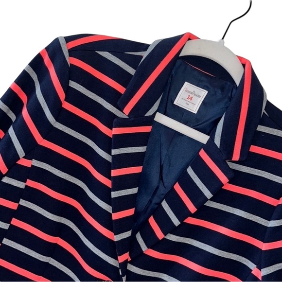 EUC GAP Academy Blazer- Preppy, Navy, Grey, Coral Striped DARLING Size 14 - Picture 3 of 8